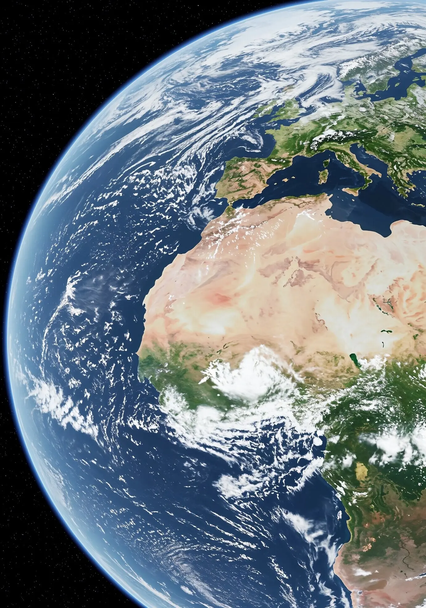 Earth seen from space with sandy areas